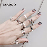TARDOO Stylish Mix Match Genuine Silver Rings for Women 925 Sterling Silver Adjustable Cuff Ring Sets Fine Jewelry