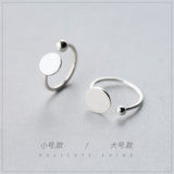 1pc New Real. 925-Sterling-Silver-Jewelry Coin Round &ball geometric Ring adjustable GTLJ1133