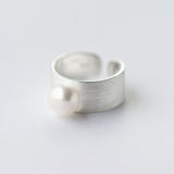 Real. 925 Sterling Silver jewelry freshwater cultured black /white Pearl Band Ring Thumb Ring For Party Cocktail GTLJ1174