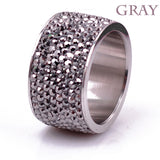 Fashion Wholesale shining full rhinestone stainless steel ring for woman & man gold silver plated Crystal Jewelry