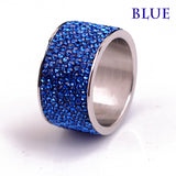 Fashion Wholesale shining full rhinestone stainless steel ring for woman & man gold silver plated Crystal Jewelry