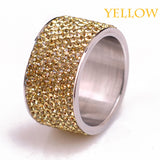 Fashion Wholesale shining full rhinestone stainless steel ring for woman & man gold silver plated Crystal Jewelry
