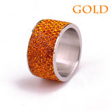 Fashion Wholesale shining full rhinestone stainless steel ring for woman & man gold silver plated Crystal Jewelry