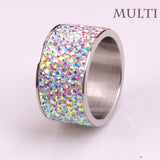 Fashion Wholesale shining full rhinestone stainless steel ring for woman & man gold silver plated Crystal Jewelry