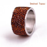 Fashion Wholesale shining full rhinestone stainless steel ring for woman & man gold silver plated Crystal Jewelry