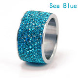 Fashion Wholesale shining full rhinestone stainless steel ring for woman & man gold silver plated Crystal Jewelry