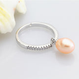 Real freshwater pearl rings for women,white cultured pearl ring 925 sterling silver jewelry mom birthday gift white adjustable