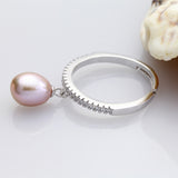 Real freshwater pearl rings for women,white cultured pearl ring 925 sterling silver jewelry mom birthday gift white adjustable