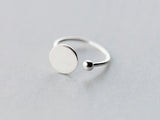 1pc New Real. 925-Sterling-Silver-Jewelry Coin Round &ball geometric Ring adjustable GTLJ1133