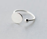 1pc New Real. 925-Sterling-Silver-Jewelry Coin Round &ball geometric Ring adjustable GTLJ1133