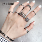Tardoo 925 Sterling Silver Mix Match Rings for Women Classic Plants & Heart Rings Sets Fashion Punk Style Brand Fine Jewelry