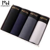 Innersy 2017 Shorts Mens 4Pcs\lot Underwear Soft Boxers Cotton Boxer Men Solid Boxer Shorts Plus Size Boxers Mens Underwear Lot