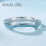 Angel Girl 925 Sterling Silver Turquoise Ring Female Casual Sporty Christmas Gift  For Women Brand Jewelry Ring New