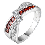 cross finger ring for lady paved cz zircon luxury hot Princess women Wedding Engagement Ring purple pink color jewelry
