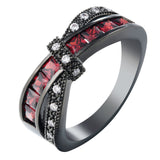 cross finger ring for lady paved cz zircon luxury hot Princess women Wedding Engagement Ring purple pink color jewelry