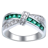 cross finger ring for lady paved cz zircon luxury hot Princess women Wedding Engagement Ring purple pink color jewelry