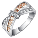 cross finger ring for lady paved cz zircon luxury hot Princess women Wedding Engagement Ring purple pink color jewelry