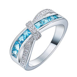 cross finger ring for lady paved cz zircon luxury hot Princess women Wedding Engagement Ring purple pink color jewelry