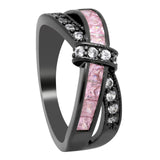 cross finger ring for lady paved cz zircon luxury hot Princess women Wedding Engagement Ring purple pink color jewelry