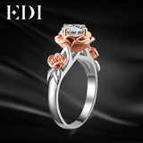 EDI Natural Topaz Rose Flower Crystal Engagement Ring Beauty And The Beast Gemstone 925 Sterling Silver Bands Fine Jewelry