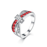 AndyChen Engagement Rings for Women "X" Square CZ Zircon Jewelry Female Wedding Rings Silver Color Bijoux Femme Bague XR011