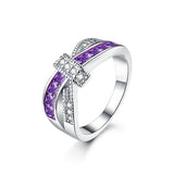 AndyChen Engagement Rings for Women "X" Square CZ Zircon Jewelry Female Wedding Rings Silver Color Bijoux Femme Bague XR011