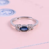 Natural Sapphire Stone New Rings for Girls 925 Sterling Silver Jewelry Gemstone Blue Wedding Ring with Box