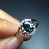 white gold with 100% natural sapphire ring female Blue and green Classic contracted