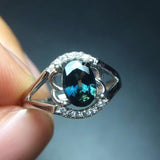 white gold with 100% natural sapphire ring female Blue and green Classic contracted
