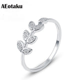 2017 Plant None Hot Sale Limited Simple And Beautiful Leaf Ring 925 Sterling Female Food Finger Open Personality Korean Jewelry